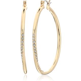 G?t Goldtone Pave Crystal Glass Stone Twisted Hoop Eareringe
