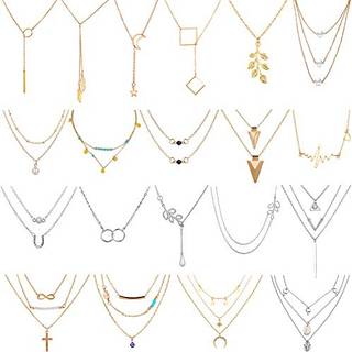 AROIC 20 PCS PENDANT HALSKAKE MED 14 PCS GULD 6 PCS SLIVER 20 stilarter af halskæder til kvindes smykkemode og valentine fødselsdagsfest gave