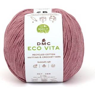 DMC Eco Vita 115 Indhold:80% Genbrugsbomuld, 20% andre fibre af høj kvalitet Vægt/længde:100 g = ca. 250 m Anbefalede pinde:4 - 5 mm Strikkefasthed:10 cm = 22 m Kan vaskes på maskine, maks. 30ºC / Tørres fladt.