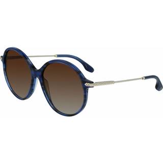 Victoria Beckham Kvinde VB632S 419 Solbriller Acetat Blå Brun Rund Skygge