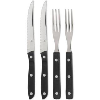 Gense Old Farmer black Steakbestik/grillbestik 4 dele Sort/Stål