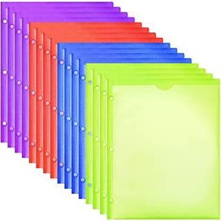 Tewrlande 16 pakker tunge 2 lomme -mapper med 3 huller plastmapper med klar frontlomme til 3 ringbindelommermapper til bogstavst?rrelse papir Ass