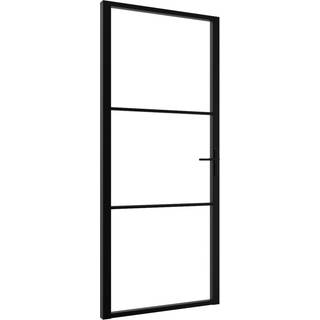 indvendig dør 102,5x201,5 cm sikkerhedsglas og aluminium sort