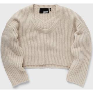 Cable Knit Crop Sweater - Pristine White - ROTATE - Hvid L