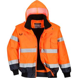 Hi-Vis 3 i 1 pilotjakke med kontrastfarve - Gul/Marine (Størrelse: L)