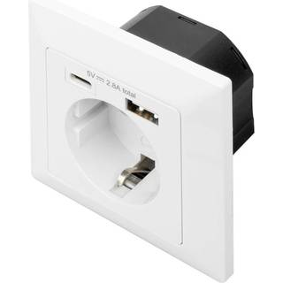 DIGITUS DA-70615 - socket-outlet - 1 power socket 2 USB sockets - white RAL 9003