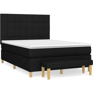 kontinentalseng med madras 140x190 cm stof sort