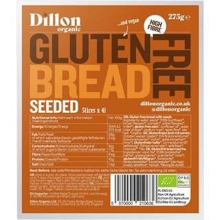 Glutenfrit brød med frø (skiveskåret) Økologisk - 275 gram - Dillon Organic