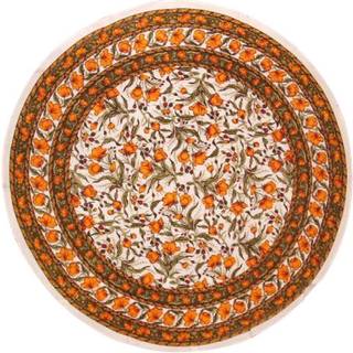 Fransk blommig duk 70 tum rund - oliv och saffran