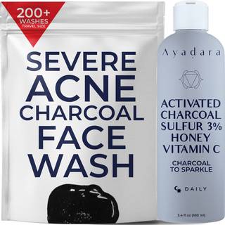 Ayadara Alvorlig acne trækul ansigtsvask 3,4 oz daglig ansigtsvask med svovl og honningkul ansigts rengøringsmiddel ansigtsvask til acne dyb rens
