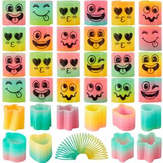 Joyin 30 pcs Spring Rainbow Party Favor Mini Plastic Coil Spring Toy Fidget Stress Coil Mini Springs Bulk Toys til Carnival Prize Birthday Goodie