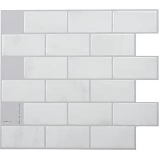 Smarte fliser skr?l og stick backsplash- 10 ark p? 10,95 """" x 9,70 """" - 3d kl?bende skr?l og stick flise backsplash til k?kken badev?relse v?gfli