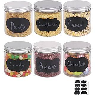 BPFY 6 PACK 16 oz glas krukker med l?g 8 kridtetiketter 1 pen mad opbevaring krukker glas k?kken d?ser kabinet pantry organisation til mels sukke