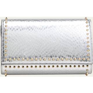 Christian Louboutin Paloma snake-effect leather clutch - silver - One Size