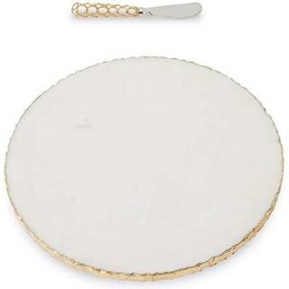 Mudderpie guld kant marmor serveringskort s?t med spreder en st?rrelse hvid