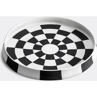 L'Objet Tableware - 'Damier' round platter in Black and white Porcelaine