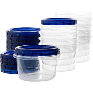 Plasticpro [16 oz 10 pack] Twist Top Deli Containere Ryd bund med blå top twist på låg genanvendelig stable madopbevaring fryser container