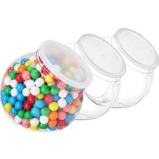 Dilabee Plastic Candy krukker med l?g til slikbuffet - 3 pakke 48 oz klare cookie -krukker til k?kkenbordvaskeri Pods Containere Kontor Desk hjem