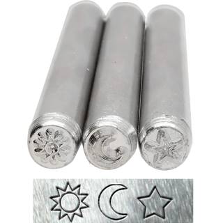 Beadsmith Steel Design Stamps - Metal Elements - 3 -delt 5mm Celestial Design Set - 3,125 Længde med 0,25 frimærkebase - Make Custom Jewelry - Br