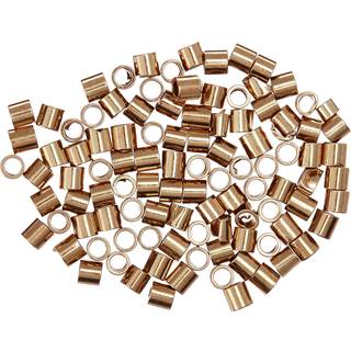 Perlersmedr?rkrimpperlerne 2,5 x 2,5 mm 100 stykker guldfarveuniform cylindrisk form Ingen skarpe kanter designet til at fastg?re enderne af smyk