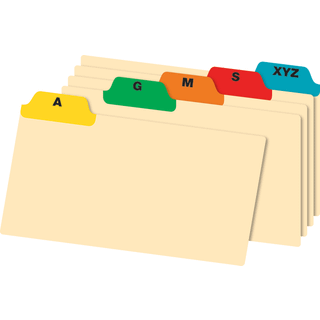 Office Depot Brand A-Z Poly Index Card Guide Set 5 """" X 8 """" Multicolor S?t p? 25 kort