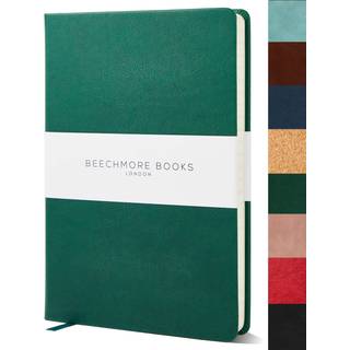 Beechmore b?ger styrede notesbog - Regelm?ssig st?rrelse gr?n premium -indbundet journal med vegansk l?der tyk 120 gsm creme foret papir gave?ske