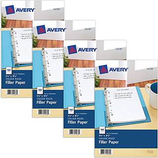 Avery Mini Binder Filler Paper College styrede 5-1/2 """" X 8-1/2 """" 100 ark pr. Pakke 4 pakker (14230)