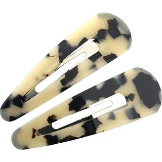 Fransk Amie Clic Clac Stor håndlavet celluloid acetat sæt med 2 snap hårklip ingen slip side slide-in barrette til kvinder og piger (White Tokyo)