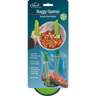 Original Jokari Justerbar Baggy Rack Stand 2 Pack. Prop Plastic Ziploc fryser opbevaringsposer Åben håndfri til at hælde rester snacks og måltide