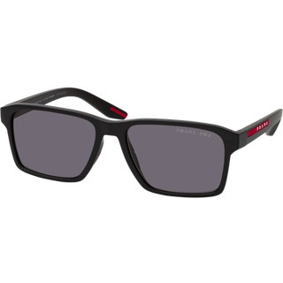 Prada Linea Rossa Mand PS 05YS DG002G Solbriller Injiceret Sort Grå Firkantet Polariseret