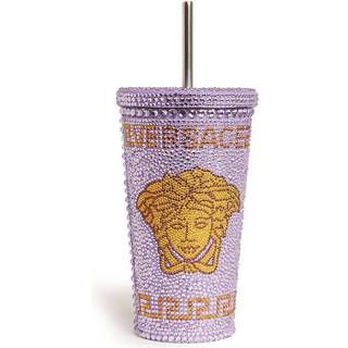 Versace Travel - 'Medusa' studded travel cup mug, lilac in Lilac 100% Aluminum