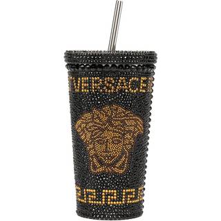 Versace Travel - 'Medusa' studded travel cup mug, black in black 100% Aluminum