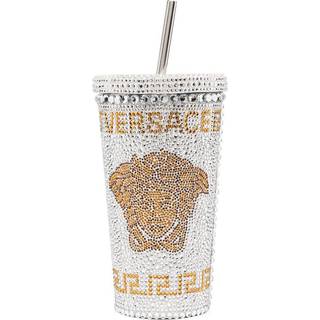 Versace Travel - 'Medusa' studded travel cup mug, white in white 100% Aluminum