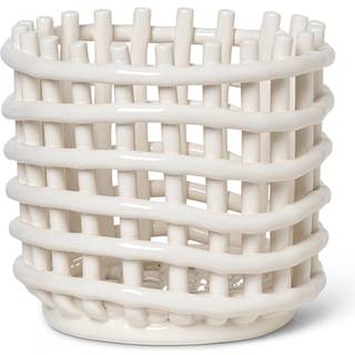 Ferm Living Ceramic flettet kurv Ø16 cm Offwhite
