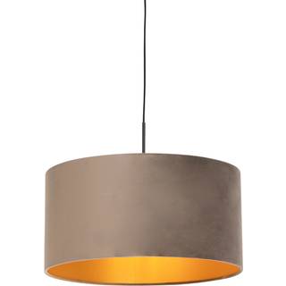 Pendellampe med taupe fløjlsskærm med guld 50 cm - Combi