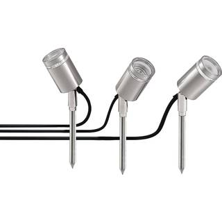 Prios Kamivan udendørs LED-spot, jordspyd, sæt med 3 stk PRIOS, Aluminium/grå/zink, Rustfrit stål, Moderne