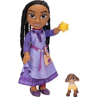 Disney Wish Asha stor dukke der synger - med Valentino og Star figurer - 38 cm