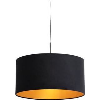 Pendellampe med sort fløjlsskærm med guld 50 cm - Combi