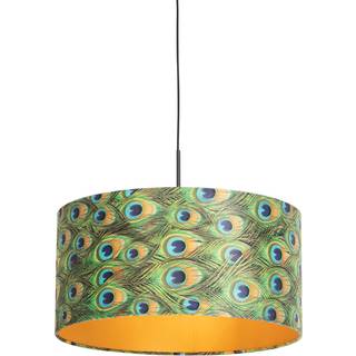 Pendellampe med fløjlsskærm påfugl med guld 50 cm - Combi