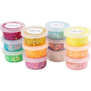 Glitter Clay - Ass. Farver, 72x20ml til Kreative Projekter