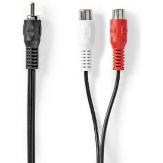 Nedis Subwoofer kabel | RCA Hanstik | 2x RCA Hun | Nikkelplateret | 0.20 m | Runde | 5.0 x 2.5 mm | Sort | Box