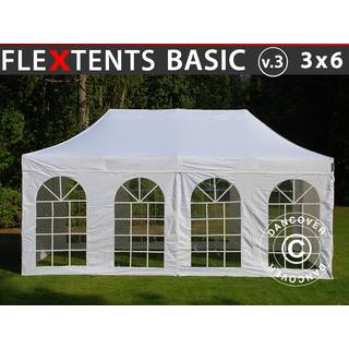 Foldetelt FleXtents Easy up pavillon Basic v.3, 3x6m Hvid, inkl. 4 sider
