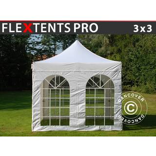 Foldetelt FleXtents Easy up pavillon PRO Vintage Style 3x3m Hvid, inkl. 4 sider