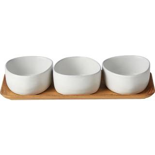 Aida RAW Arctic White Organic miniskåle 3 stk med bakke af teaktræ
