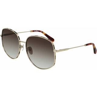 Ferragamo Kvinde SF277S 735 Solbriller Metal Guld Brun Rund Skygge