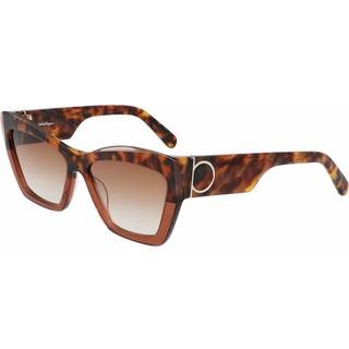 Ferragamo Kvinde SF994S 222 Solbriller Plast Havana Brun Firkantet Skygge