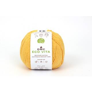 DMC Eco Vita 9 Indhold:80% Genbrugsbomuld, 20% andre fibre af høj kvalitet Vægt/længde:100 g = ca. 250 m Anbefalede pinde:4 - 5 mm Strikkefasthed:10 cm = 22 m Kan vaskes på maskine, maks. 30ºC / Tørres fladt.