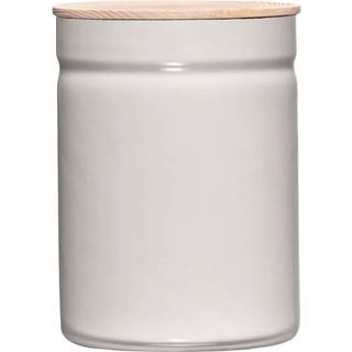 Riess Kitchen Management Vorratsdose 2,25 L Light Grey - Emaille mit Eschenholzdeckel - Grau