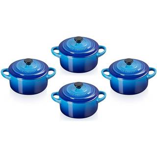 Le Creuset Mini Cocotte 4er-Set Steinzeug Azure Blau 10x5cm