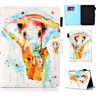 Amazon Kindle (2019) mønstered læder etui - Watercolour Elefant